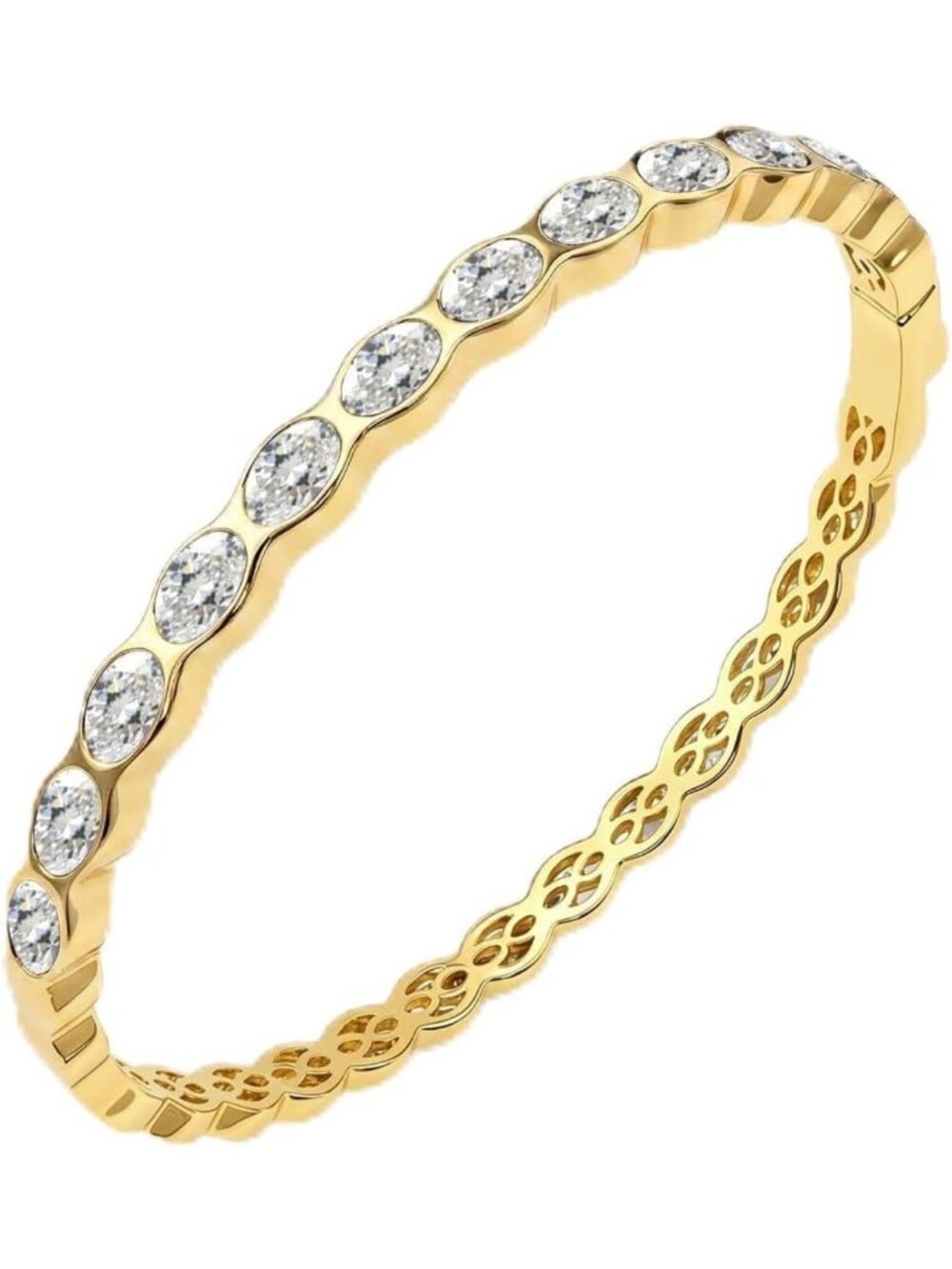 14k Gold Plated Birthstone Bangle Bracelet - Dazzling Jewelry Gift for Her